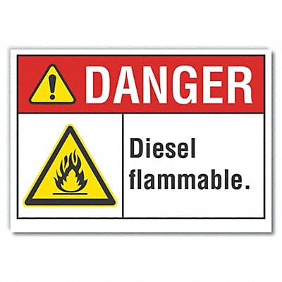 Diesel Danger Rflct Label 5 in x 7 in