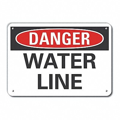 Water Line Danger Sign 10inx14in Plastic