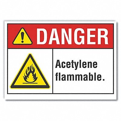 Acetylene Danger Rflctv Label 7inx10in