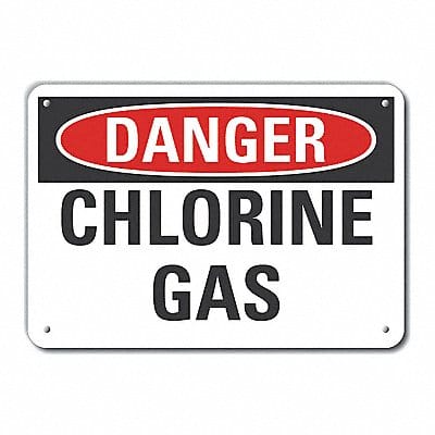 Chlorine Danger Sign 7inx10in Plastic