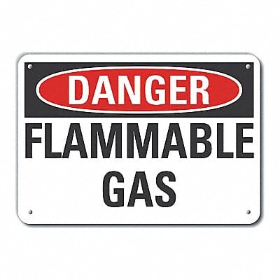 Flammable Gas Danger Sign 7x10in Plastic