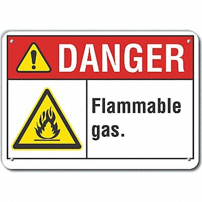 Alum Flammable Gas Danger Sign 7x10in