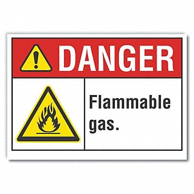 Flammable Gas Danger Lbl 3.5x5in Polyest