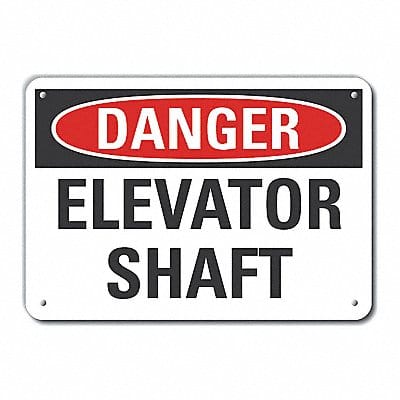 Elevator Hzrd Danger Sign 7x10in Plastic