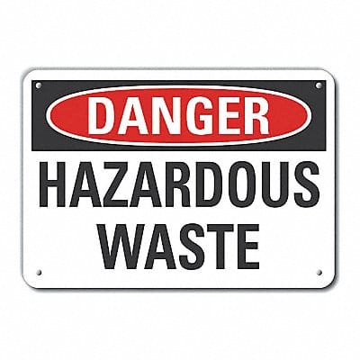 Hzrdous Waste Danger Sign 7x10in Plastic