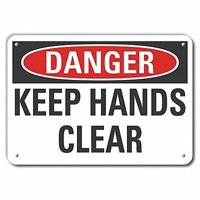 Keep Hands Clear Danger Sign 7x10in