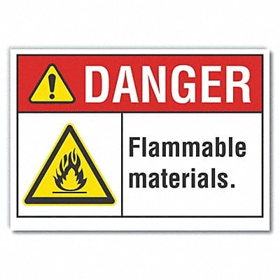 Flammable Mtrl Danger Lbl 7x10in Polyest