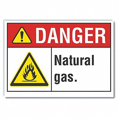 Natural Gas Danger Rflct Lbl 7inx10in