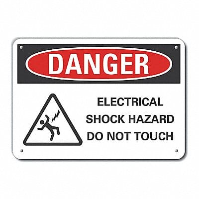 Elec Hazard Danger Sign 7x10in Plastic