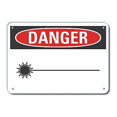 Laser Area Danger Sign 10x14in Plastic