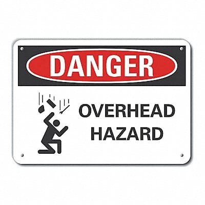 Overhead Hazard Danger Sign 7x10in Plstc