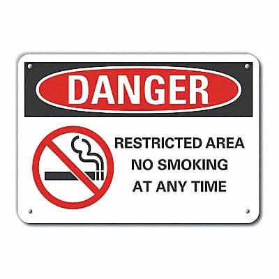 No Smoking Danger Sign 7x10in Plastic