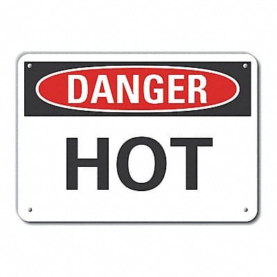 Plastic Hot Danger Sign 7inx10in Plastic