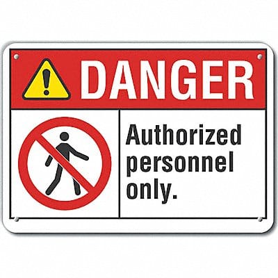 Auth Person Danger Sign 10inx14in Plastc