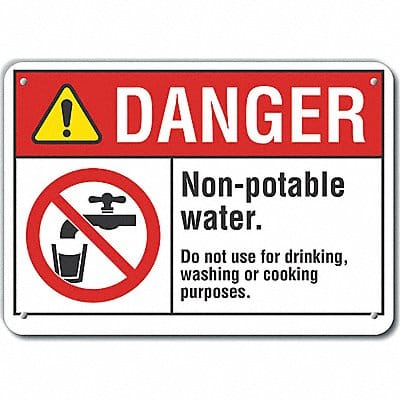 Potable Water Danger Sign 7x10in Plastic