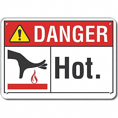 Plastic Hot Danger Sign 7inx10in Plastic