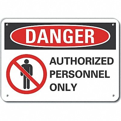 Auth Person Danger Sign 10inx14in Plastc