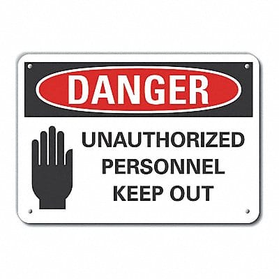 Auth Person Danger Sign 7inx10in Plastic