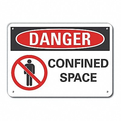 Confined Space Danger Sign 7x10in Plastc