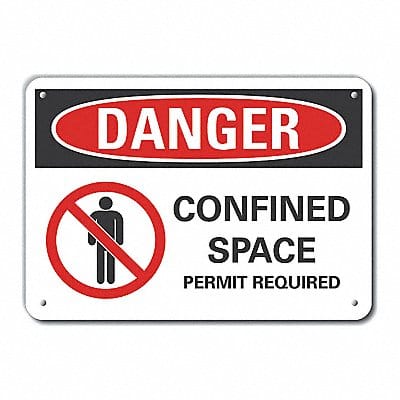 Confined Space Danger Sign 7x10in Plastc