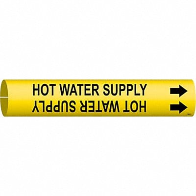 Pipe Marker Hot Water Supply 2in H 2in W