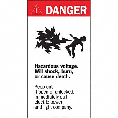 Hazardous Voltage Label 8in x 4.5in