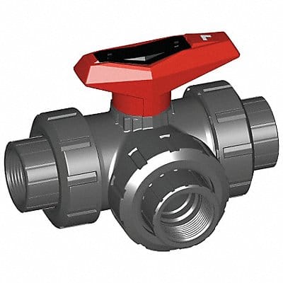 PVC Ball Valve 3-Way Union FNPT 3/4