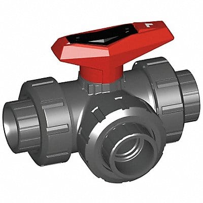 PVC Ball Valve 3-Way Union Socket 1 in