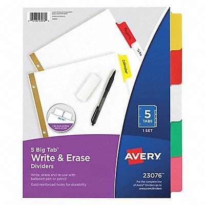 Binder Divider Write-On Tabs Multicolor