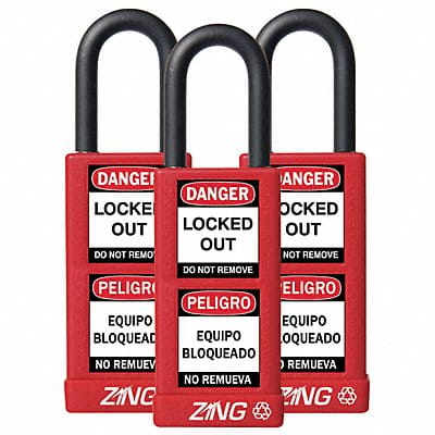 D7359 Lockout Padlock KA Red 3 H PK3