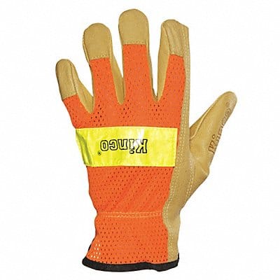 Leather Gloves Shirred Orange L PR