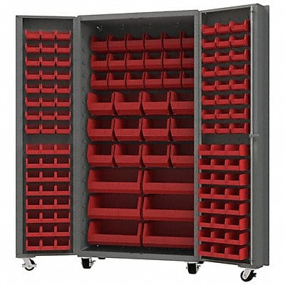 Heavy Duty Mobile Bin Cabinet Red