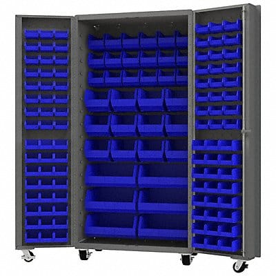 Heavy Duty Mobile Bin Cabinet Blue