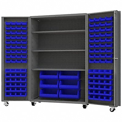 Heavy Duty Mobile Bin Cabinet Blue