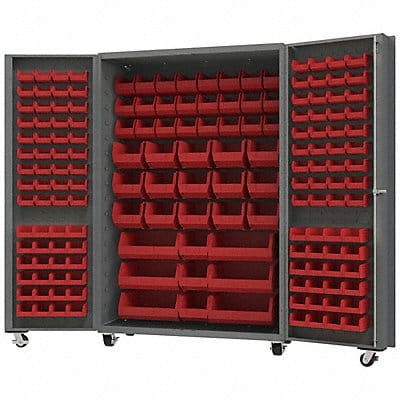 Heavy Duty Mobile Bin Cabinet Red