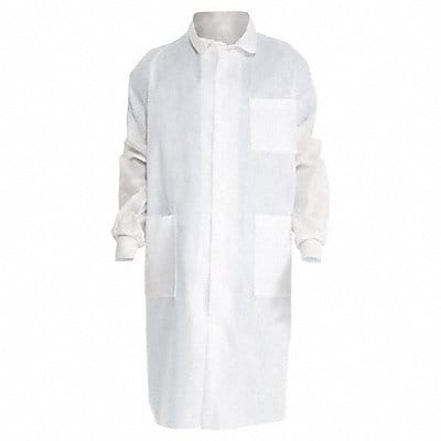 LabCoat Knit Cuff Back Vent WHT SM PK25