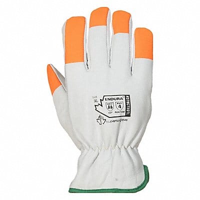 Leather Gloves White Back L PK12