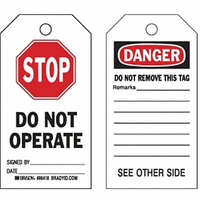 Danger Tag 5-3/4 x 3 In Cardstock PK100