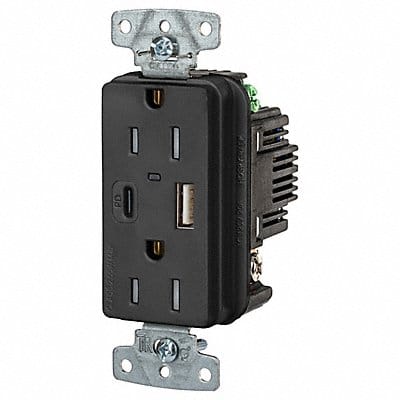 USB Receptacle Black 1/2 hp