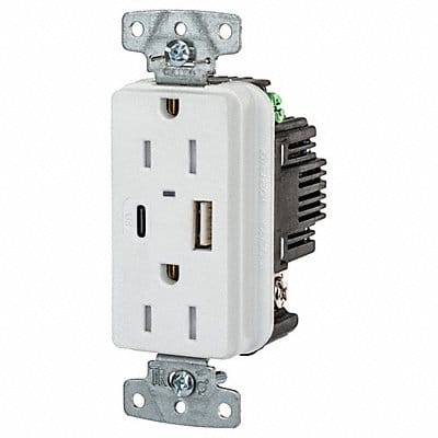 USB Receptacle White 1/2 hp