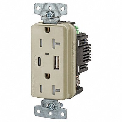 USB Receptacle Ivory 1 hp