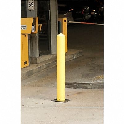 Bollard 44 2/5 in H Yellow Polyethylene