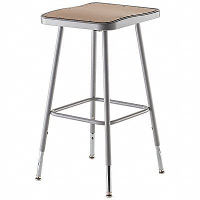 Square Stool Adjustable Legs Gray 24 H