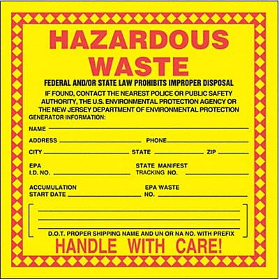 DOT Handling Label Waste 6 W PK250