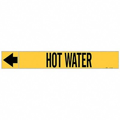 Pipe Marker Hot Water 1 in H 8 in W