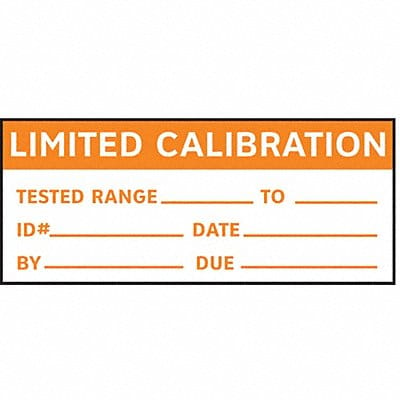 Calibration Label ENG Orange/White PK350