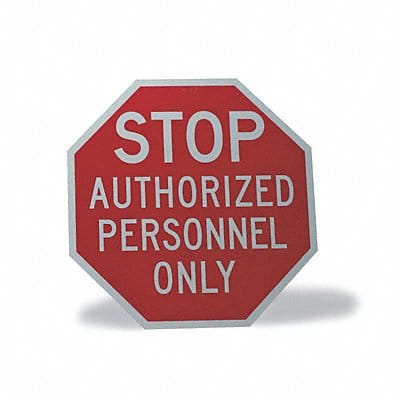 Rflct Auth Personnel Stop Sign 12x12in