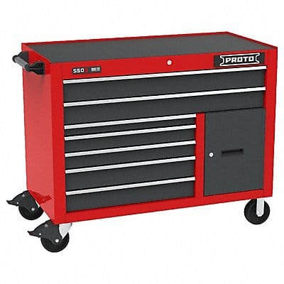 Rolling Tool Cabinet Gray/Red 7 Drawers