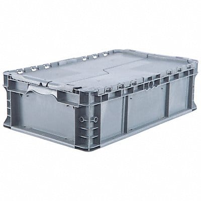 Attached Lid Container Gray Solid HDPE