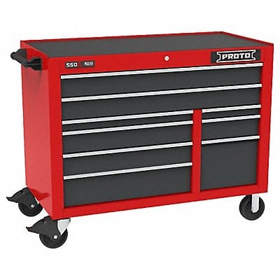 Rolling Tool Cabinet Gray/Red 9 Drawers